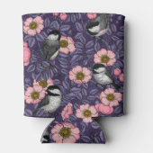 Kippen in het wild roos in roze en violet blikjeskoeler (Achterkant)