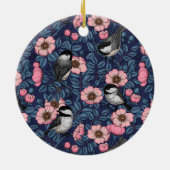 Kippen in het wild-roos keramische siermiddel keramisch ornament (Achterkant)