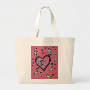 Kippen in Love Canvas tas