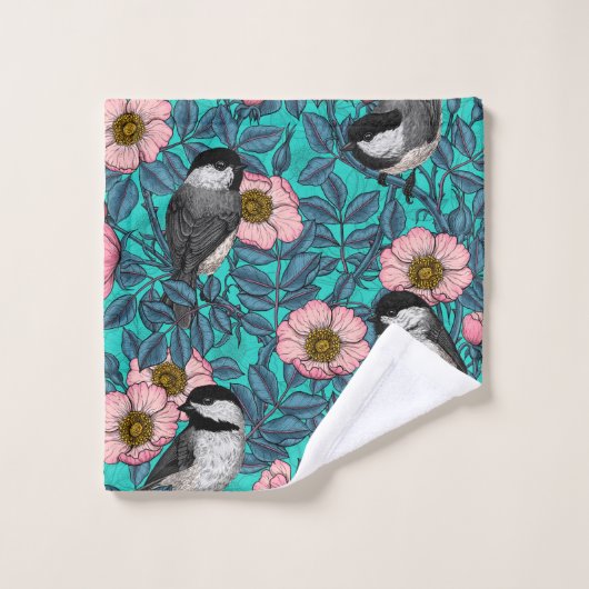 Kippen in vrij roos, roze en blauw bad handdoek (Wasdoekje)