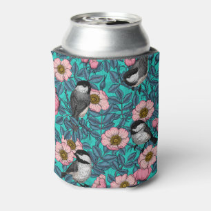 Kippen in vrij roos, roze en blauw blikjeskoeler