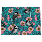 Kippen in vrij roos, roze en blauw groot cadeauzakje (Voorkant)