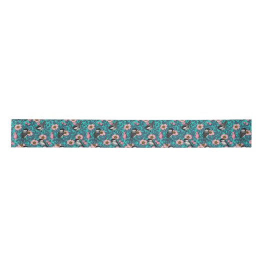 Kippen in vrij roos, roze en blauw lint (Voorkant)