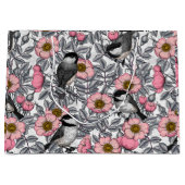 Kippen in vrij roos, roze en grijs groot cadeauzakje (Voorkant)