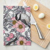 Kippen in vrij roos, roze en grijs theedoek (Quarter Fold)