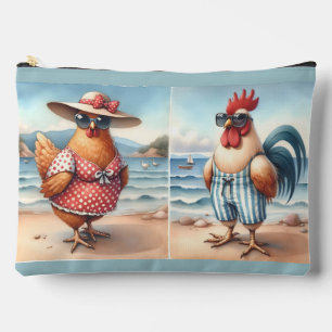 Kippen in zwemkleding aan de kust etui