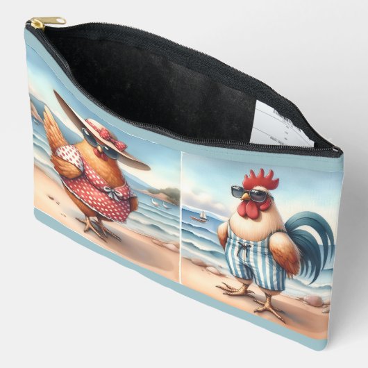 Kippen in zwemkleding aan zee etui (Open)