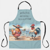 Kippen in zwemkleding aan zee schort (Voorkant)