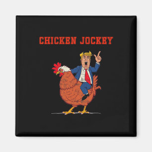 Kippen Jockey Grappige Trump Mop Magneet