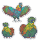 Kippen keer drie sticker (Voorkant)