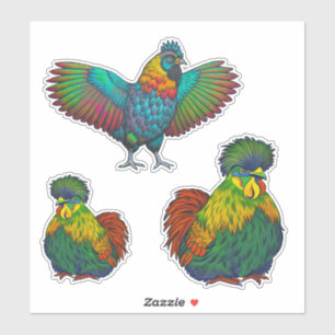 Kippen keer drie sticker