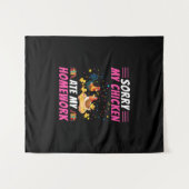 Kippen Kunst Mijn Kip Heeft Mijn Huiswerk Opgegete Wandkleed (Voorkant (horizontaal))