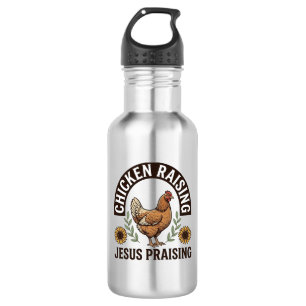 Kippen Kweken Jezus Prijs Oude Boerderij T-shirt_ Waterfles