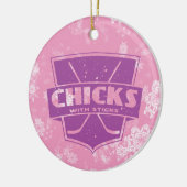 Kippen met kruideniersenseelversiering keramisch ornament (Links)