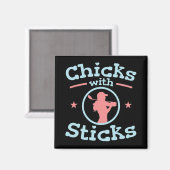 Kippen met schitterende Golfvrouwen Magneet (Voorkant / Achterkant)