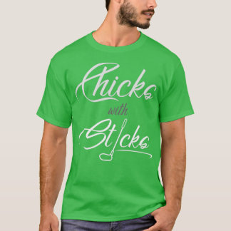 Kippen met stokken t-shirt