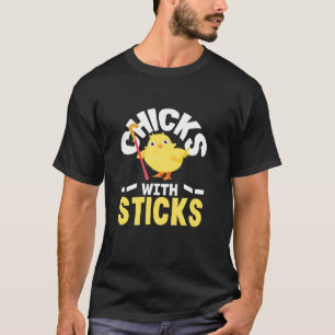 Kippen Met Stokken Veldhockey Speler Pret T-shirt