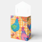 Kippen op gele geruite achtergrond bedankdoosjes (Geopend)