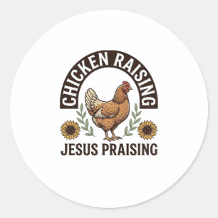Kippen opfokken Jezus prijzen Vintage boerderij sh Ronde Sticker