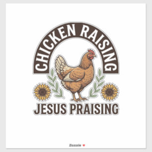 Kippen opfokken Jezus prijzen Vintage boerderij sh Sticker