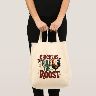 Kippen regeren de Roost Rustic Boerderij Illustrat Tote Bag