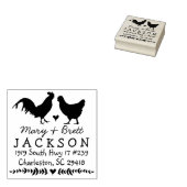 Kippen retour adresstempel - Trouwdieren Rubberstempel (Gestempeld)