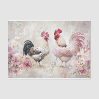 Kippen Shabby Chic Pink Decoupage Tissuepapier