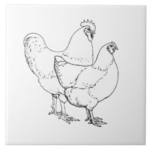 Kippen van het erfgoed - Haan en Hen Tegeltje