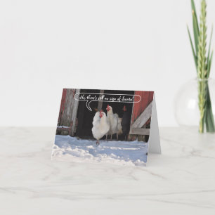 Kippen wachten op kerstmis feestdagen kaart
