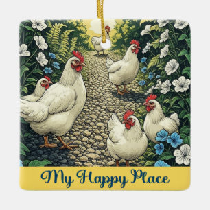 Kippen zijn mijn gelukkige plek keramisch ornament