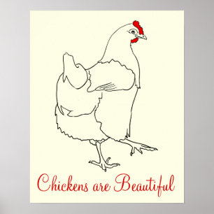 Kippen zijn mooie tekeningen van cute dier kunst poster
