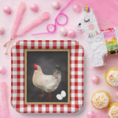 Kippeneieren Rood en Wit Land Gingham Papieren Bordje (Feest)