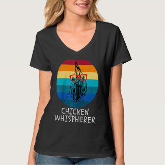 Kippenfluisteraar met Retro Zonsondergang Achtertu T-shirt