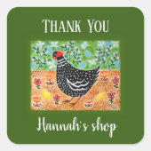 Kippenhoen met Chicks boerderij landelijke stijl Vierkante Sticker (Voorkant)