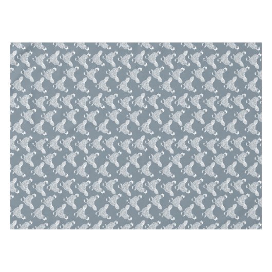 Kippenhoen Pluimvee Dusty Blauw en Wit Tafelkleed (Voorkant (Horizontaal))