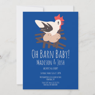 Kippenhok Boerderij Dieren Baby Shower Kunst Blauw Kaart