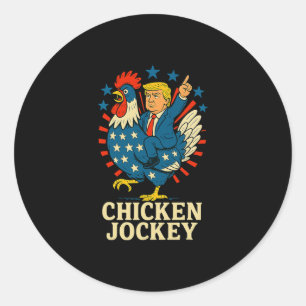 Kippenjockey Trump Grappige Meme Ronde Sticker