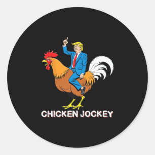 Kippenjockey Trump Grappige Meme Surrealistische H Ronde Sticker