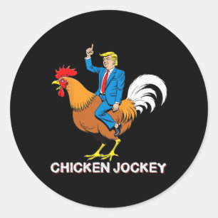 Kippenjockey Trump Grappige Meme Surrealistische H Ronde Sticker