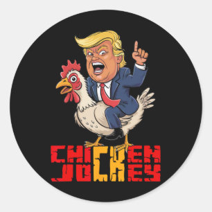 Kippenjockey Trump Grappige Politieke Meme Ronde Sticker
