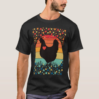 Kippenliefde Boerderij Hart Valentijnsdag Retro Vi T-shirt