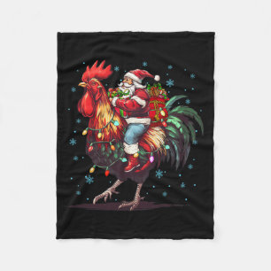 Kippenliefhebber Xmas Funny Santa Riding Chicken C Fleece Deken