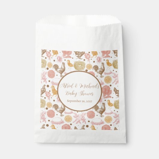 kippennest & bloemig Baby shower Bedankzakje (Voorkant)