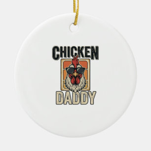 Kippenvader grappige haan vintage vector shirt_1 keramisch ornament