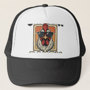 Kippenvader grappige haan vintage vector shirt_1 trucker pet