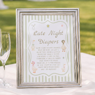 Kippenvel Baby Shower Spel Late Night Luier Verwis Poster