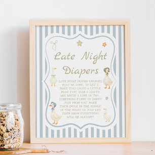 Kippenvel Baby Shower Spel Late Night Luier Verwis Poster