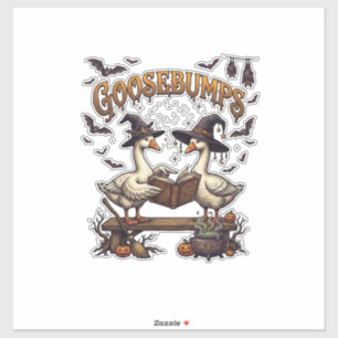 Kippenvel Halloween Ganzen Heksenhoeden Magie Boek Sticker