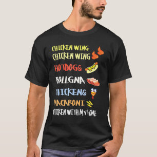 Kippenvleugel Kippenvleugel Hotdog En Bologna Kind T-shirt