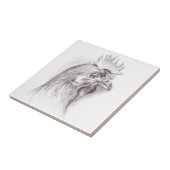 Kipportret in houtskool tegeltje (Zijkant)